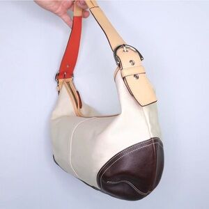 Vintage early y2k white coach leather shoulder hobo shoulder bag